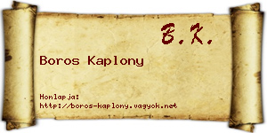 Boros Kaplony névjegykártya